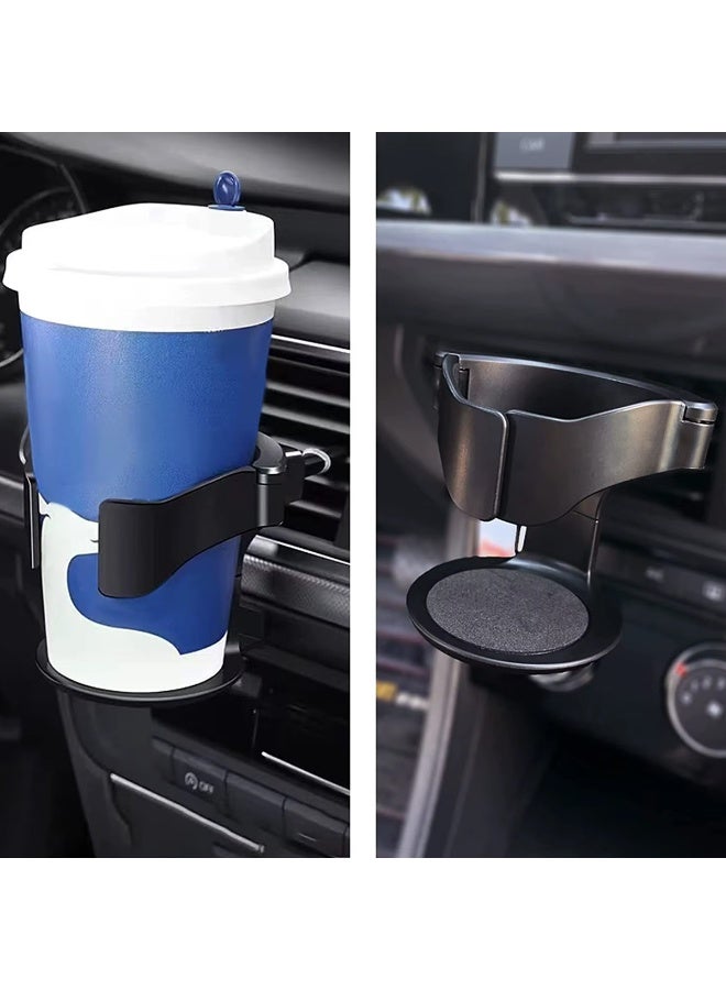 حامل أكواب للسيارة قابل للتوسيع لفتحة تهوية لوحة القيادة، حامل أكواب قابل للتعديل ذاتي التكيف مع وسادات EVA مانعة للانزلاق، حامل مشروبات عالمي لأكواب القهوة والزجاجات والعلب (أسود) - B1101 - Image 1